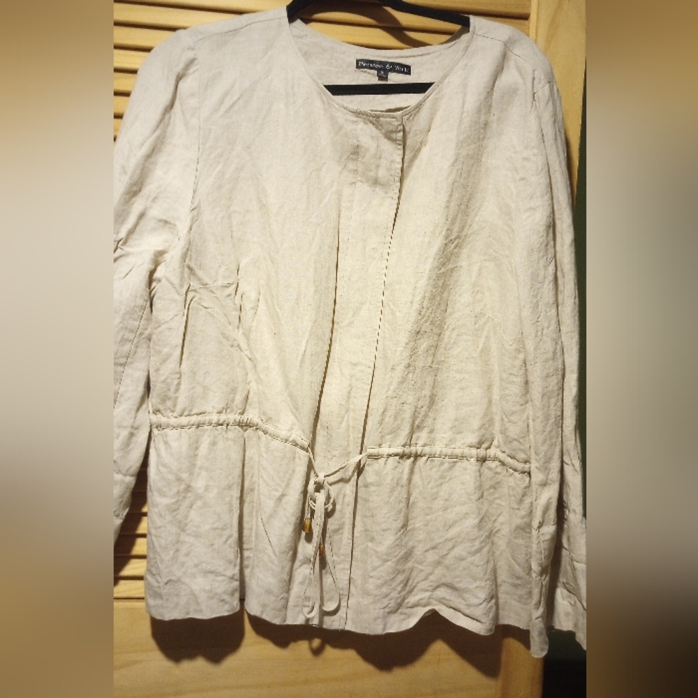 Preston and York white tassel long sleeve blouse size 18